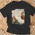 Creation Of Chicken Adam クラシック ミケランジェロ ニワトリ ファニー Tシャツ 高齢者への贈り物