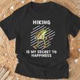 Cute Frog Hiking Is Myecret To Happiness カエル Tシャツ 高齢者への贈り物