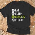 Eatleep ReactJs Repeat Javascriptプログラマー用 Tシャツ 高齢者への贈り物