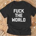 Fuck The World 面白いことわざ 皮肉なかわいいクールなノベルティ Tシャツ 高齢者への贈り物
