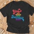 Girls Just Wanna Have Fundamental Rights カラフル レインボー Tシャツ 高齢者への贈り物