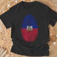 Haiti Flag Fingerprint Haitian For Haitians Tシャツ 高齢者への贈り物