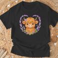 Highland Cow Lavender Heart T-Shirt Gifts for Old Men