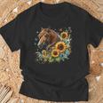 Horse Sunflower Butterfly Country Western Boho Horses Riding T-Shirt Gifts for Old Men