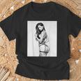 Hot Girl On 男性用 セクシー ブルネット ピンナップガール B&W Tシャツ 高齢者への贈り物