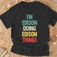 I'm Edison Doing Edison Things 楽しい 名前入り エジソン Tシャツ 高齢者への贈り物