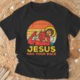 Jesus Has Your Back Jiu Jitsu レトロ クリスチャン メンズ レディース キッズ Tシャツ 高齢者への贈り物