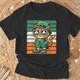Katze Irisches Kleeblatt Männer Frauen Kinder Lustigt Patrick's Day T-Shirt Geschenke für alte Männer