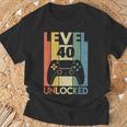 Level 40 Unlocked ideo Gamer 40Th Birthday Tシャツ 高齢者への贈り物