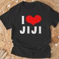 I Love Jiji 愛 ハート じーじ じいじ おじいさん 父の日 家族 家族写真 記念写真 おもしろ かわいい Tシャツ 高齢者への贈り物