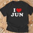 I Love Jun 私は愛する Jun Tシャツ 高齢者への贈り物