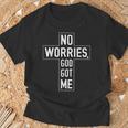 No Worries God-Got Me キリスト教 宗教 信仰 イエス 聖書 Tシャツ 高齢者への贈り物