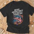 Old Man With A Fishing Rod Fishing Lover Fish Fisherman T-Shirt Gifts for Old Men