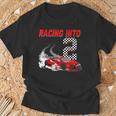 Racing Into 2Nd Birthday レースカー 2歳 幼児 男の子 Tシャツ 高齢者への贈り物