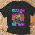 Rizz 'Em With The Tism 恐竜 T-Rex Meme Autism Tシャツ 高齢者への贈り物