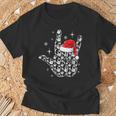 Santa Rock Hand Sign Language Christmas Rock Music Lover T-Shirt Gifts for Old Men