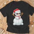 Santa Snowman Rock Hand Sign Language Xmas Rock Music Lover T-Shirt Gifts for Old Men