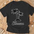 Shonan（湘南）サーファー ヤシの木 パームツリー（黒 ブラック 文字）【47都道府県】ジモt ティ Tシャツ 高齢者への贈り物
