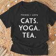 Things I Love Cats Yoga Tea Fun Cat ヨガtシャツ Tシャツ 高齢者への贈り物