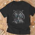 Tigerporträt Tierliebhaber-Grafik Mit Blauen Augen Motiv Tiger T-Shirt Geschenke für alte Männer