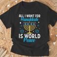 Todo Lo Que Quiero Para Hanukkah Es La Paz Mundial Judía Janucá Adulto Camiseta unisex Regalos para ancianos