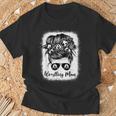 Wrestling Mom Messy Bun Sunglasses Athlete Support Parent T-Shirt Gifts for Old Men