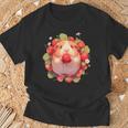 いちご モルモット 水彩 花柄 かわいい モルモット Tシャツ 高齢者への贈り物