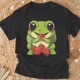 いちごカエル 図面 アートワーク いちご 動物 アート Tシャツ 高齢者への贈り物