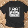 おもしろい 不機嫌そうなカエル ラーメン かわいい 水墨画 日本語 長袖tシャツ Tシャツ 高齢者への贈り物