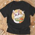 かわいい ウサギ 食べる ラーメン 漫画 カワイイ 食べ物 好き Tシャツ 高齢者への贈り物