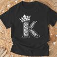 アルファベットtシャツ イニシャル文字 K & King Queen 王冠 Tシャツ 高齢者への贈り物
