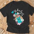 ウクレレギフト 70年代の花のウクレレ奏者 Tシャツ 高齢者への贈り物