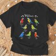 カラフルな8種のインコ コンゴウインコ Tシャツ 高齢者への贈り物