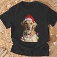 クリスマス ゴールデンレトリバー クリスマス ドッグツリー サンタハット リトリーバー 長袖tシャツ Tシャツ 高齢者への贈り物