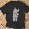 サイ コーヒー 野生動物 サイ Tシャツ 高齢者への贈り物