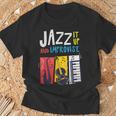 ジャズ・イット・アップ・アンド・インプロヴィーズ・ジャズ Tシャツ 高齢者への贈り物