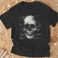 スカルアートグラフィックテキストモチーフドクロ Tシャツ 高齢者への贈り物