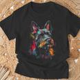 スコティッシュ・テリア 犬 グラフィック ペット アートワーク スコティッシュ・テリア Tシャツ 高齢者への贈り物