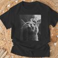 スモーキング 猫 ミーム 大人 ユーモア ノベルティ グラフィック Tシャツ 高齢者への贈り物