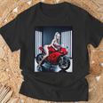 セクシーガールグラフィックtシャツ セクシーなブロンドガール&レッドストリートバイク Tシャツ 高齢者への贈り物