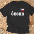 チェコ共和国 胸に Cesko 旗国旗 Tシャツ 高齢者への贈り物