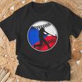 チェコ国旗 野球ヒッター チェコ国旗 Tシャツ 高齢者への贈り物