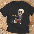 ドラミング スケルトン ドラム プレーヤー ドラマー パーカッション ドラム 長袖tシャツ Tシャツ 高齢者への贈り物