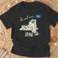 ニューヨーク州地図 観光地 都市 旗 Tシャツ 高齢者への贈り物