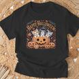 ハッピーハロウィン猫 パンプキン 魔女の帽子デザイン Tシャツ 高齢者への贈り物