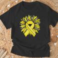 ヒョウ ヒマワリ イエローリボン 肉腫 がん啓発 Tシャツ 高齢者への贈り物