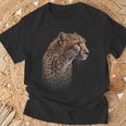 ヒョウチーター 虎 ヒョウの顔 ライオン 猫 Tシャツ 高齢者への贈り物