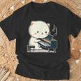 ピアノを弾くかわいい猫 ヴィンテージ かわいい猫 アート 日本アニメ Tシャツ 高齢者への贈り物
