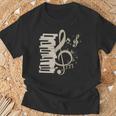 ピアノ音部記号 音楽ギフト ト音記号 ピアノ 長袖tシャツ Tシャツ 高齢者への贈り物