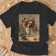 ピエール・オーギュスト ルノワールのバラとジャスミン デルフト花瓶 長袖tシャツ Tシャツ 高齢者への贈り物